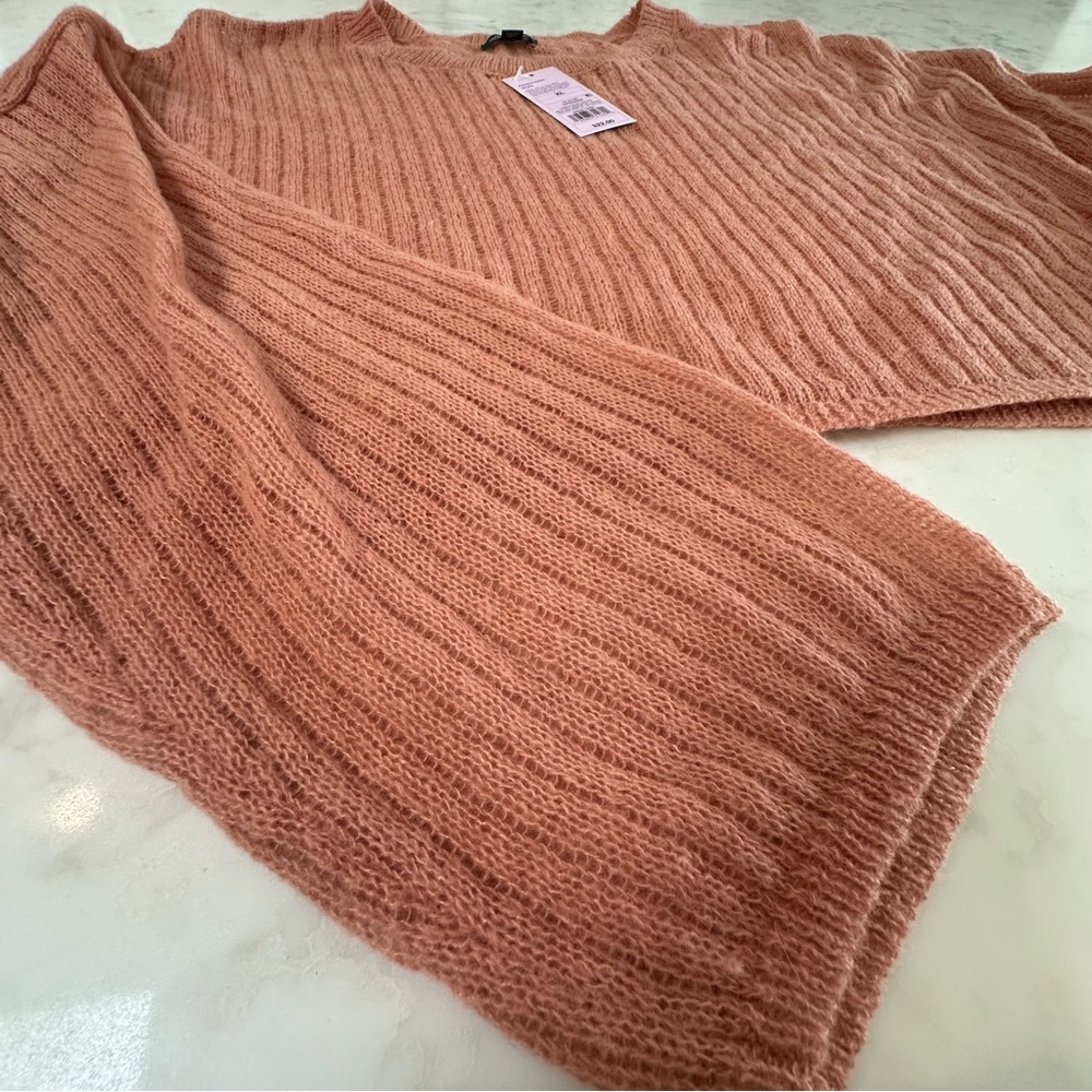 NEW Wild Fable Pink/Rose colored Ribbed Knit Boho Cropped Sweater XL - Picture 10 of 16
